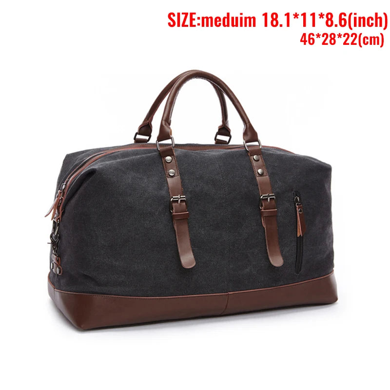 MARKROYAL Canvas Leather Men Carry On Luggage Bag