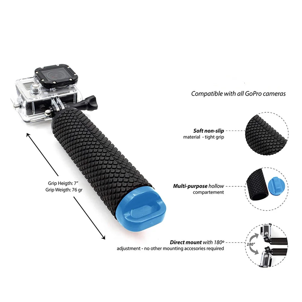Water Floating Hand Grip Handle Mount for Gopro Hero 11 9 8 7 5 Xiaomi Yi 4K Sjcam DJI Osmo Action Camera