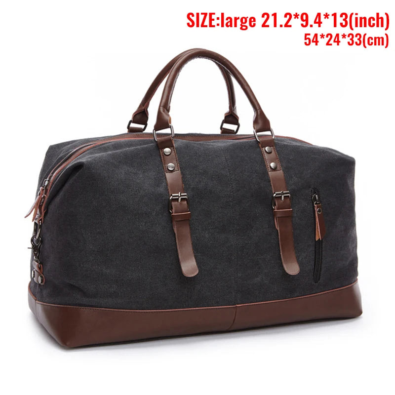 MARKROYAL Canvas Leather Men Carry On Luggage Bag
