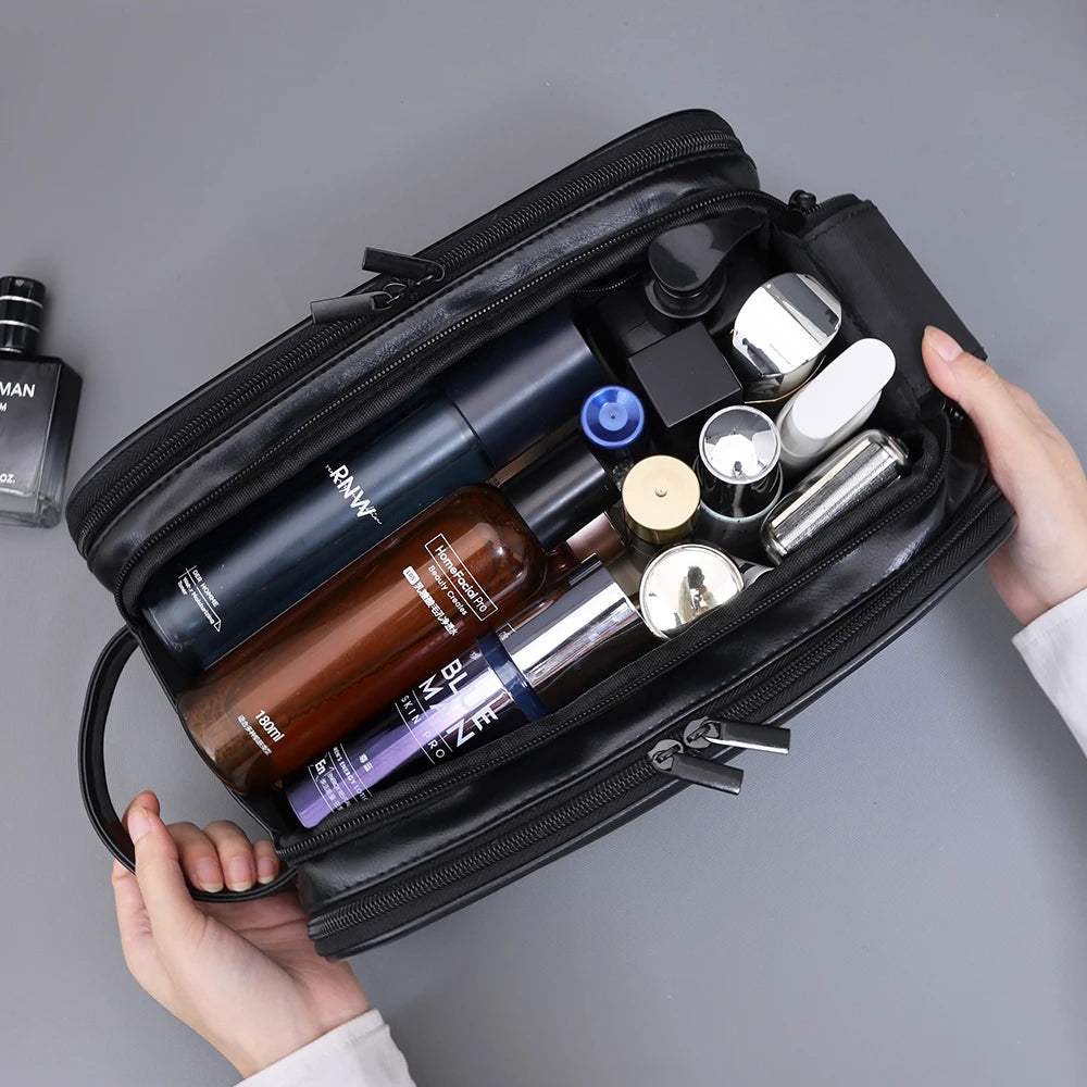 Multi Pockets Leather Toiletry Bag
