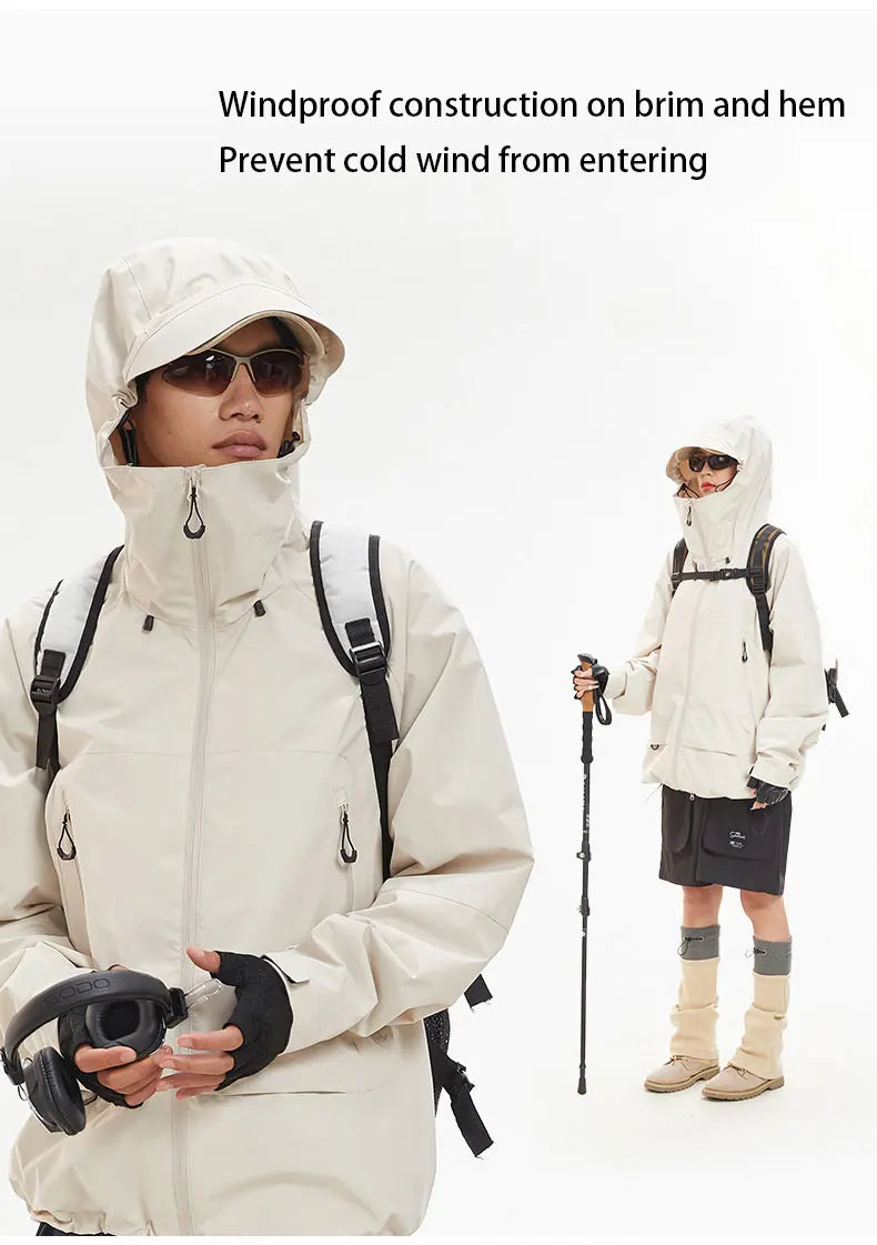 Waterproof Hiking Jacket Unisex With Hoodie