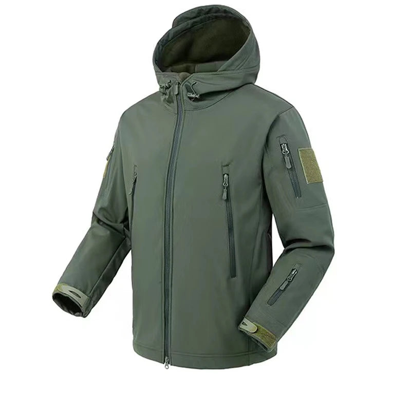 Men's Winter SoftShell Fleece Waterproof Jackets Male Hood Coats For Fishin/Hiking/Camping
