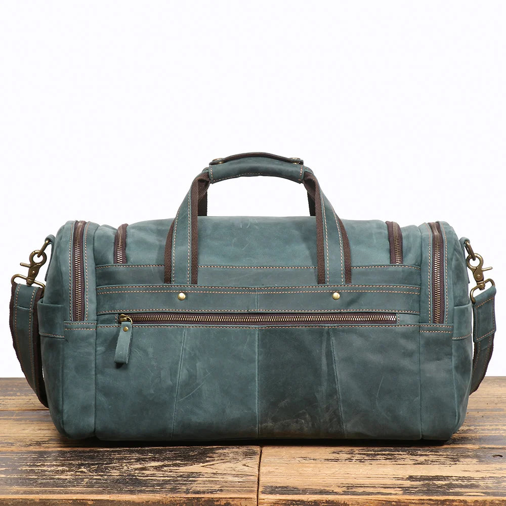 LUOKIR Genuine Leather Men's Shoulder Duffle Bag