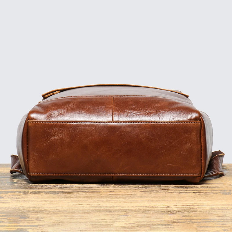 Vintage Cowhide Leather Backpack – Unisex 15'' Laptop Travel Bag