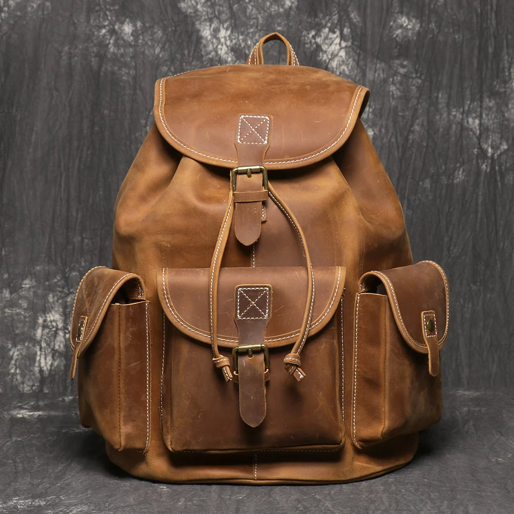 LUOKIR Leather Travel Backpack