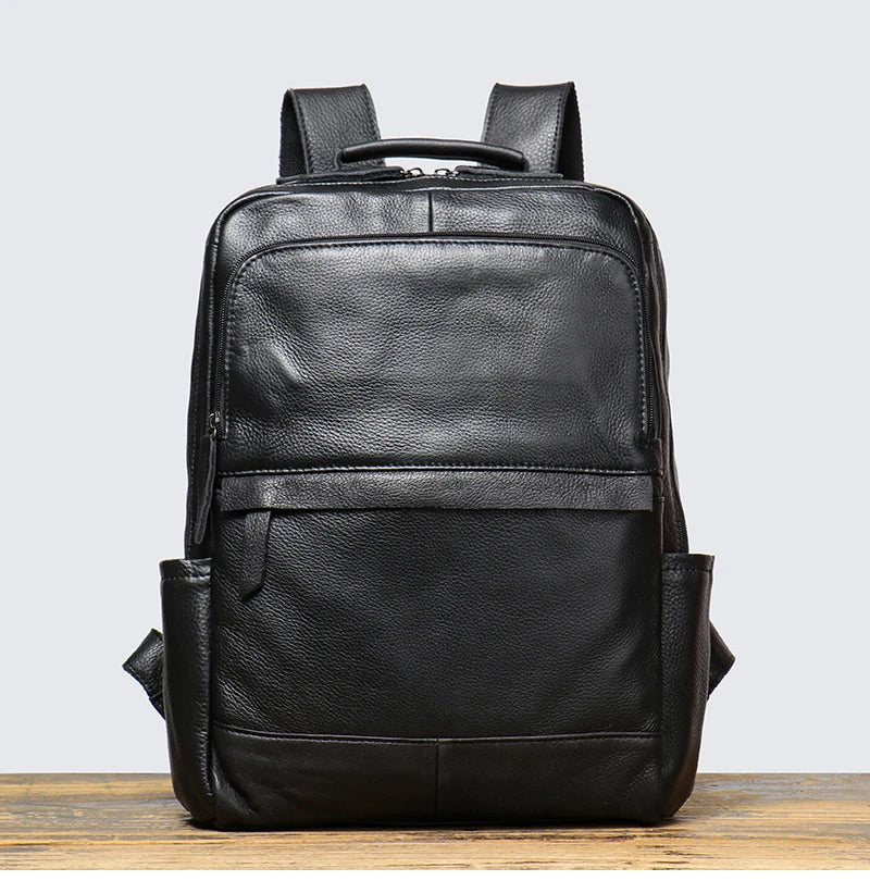 Vintage Cowhide Leather Backpack – Unisex 15'' Laptop Travel Bag