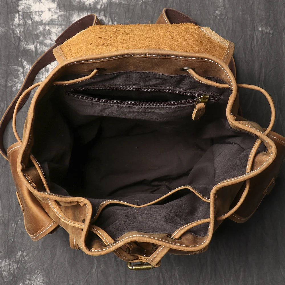 LUOKIR Leather Travel Backpack