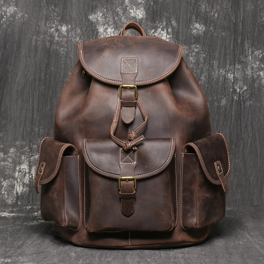 LUOKIR Leather Travel Backpack
