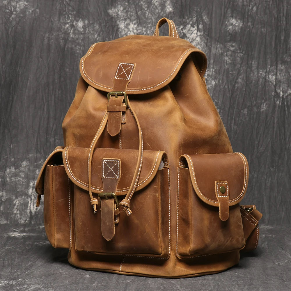 LUOKIR Leather Travel Backpack