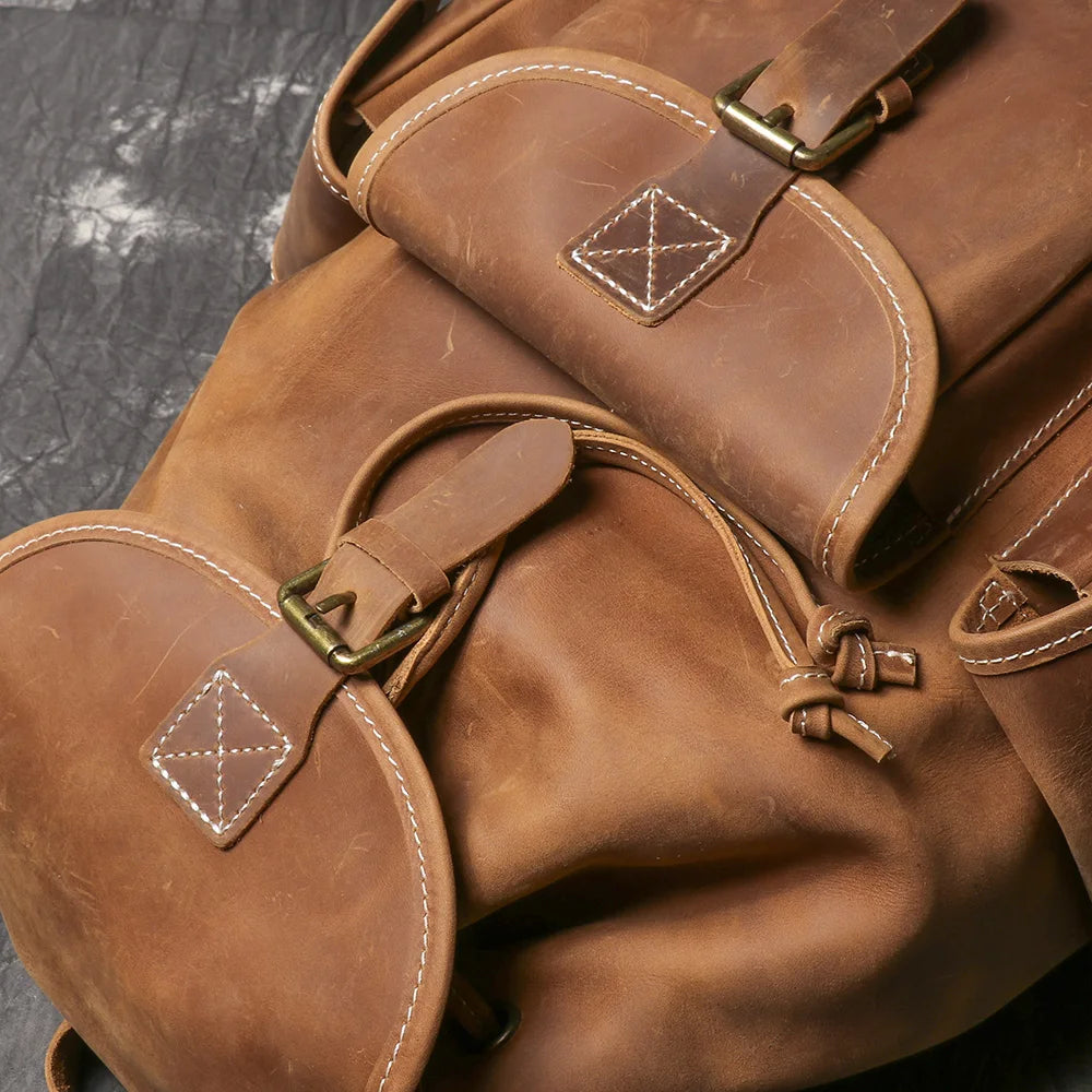 LUOKIR Leather Travel Backpack