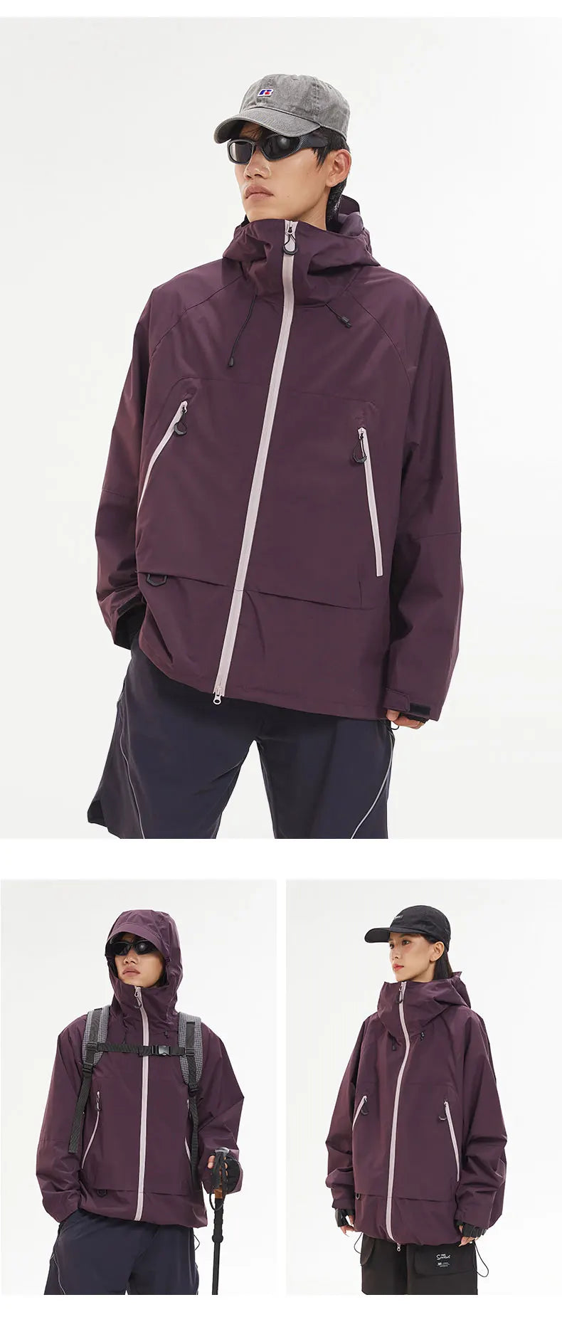 Waterproof Hiking Jacket Unisex With Hoodie