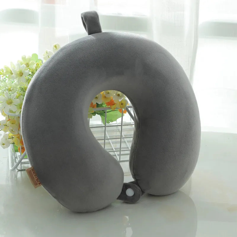 Polyester Solid Color Memory Foam Memory Pillow U-shaped Pillow Soft Comfortable Travel Neck Office Nap Pillow