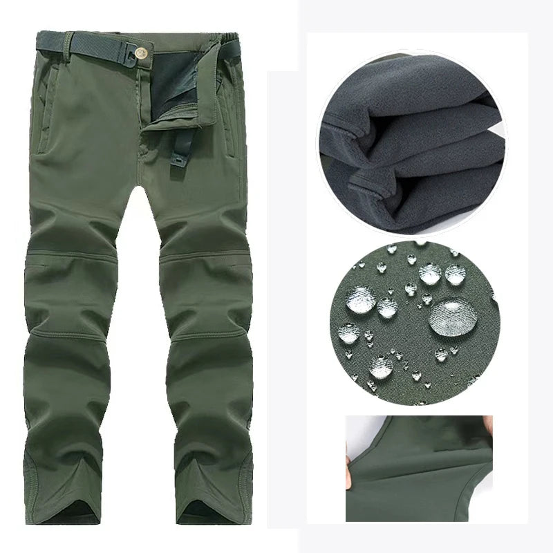 Men's Winter SoftShell Fleece Waterproof Jackets Male Hood Coats For Fishin/Hiking/Camping