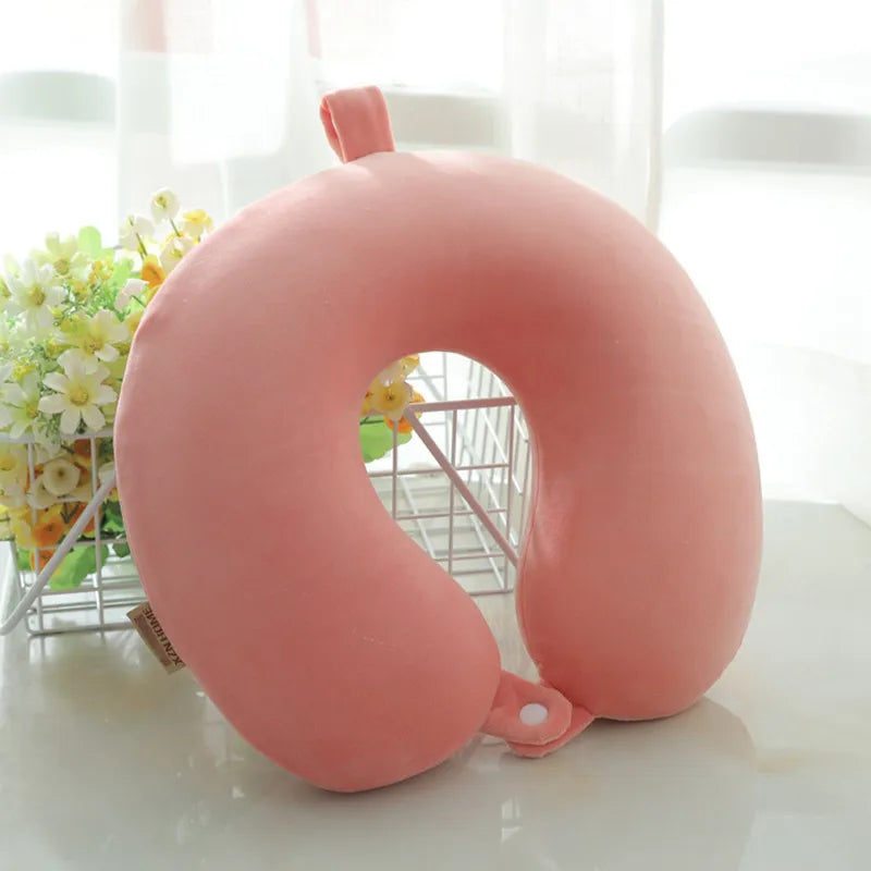 Polyester Solid Color Memory Foam Memory Pillow U-shaped Pillow Soft Comfortable Travel Neck Office Nap Pillow