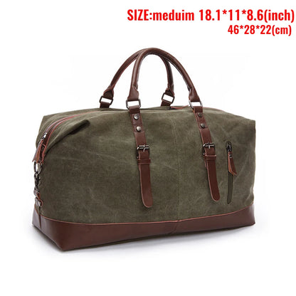 MARKROYAL Canvas Leather Men Carry On Luggage Bag