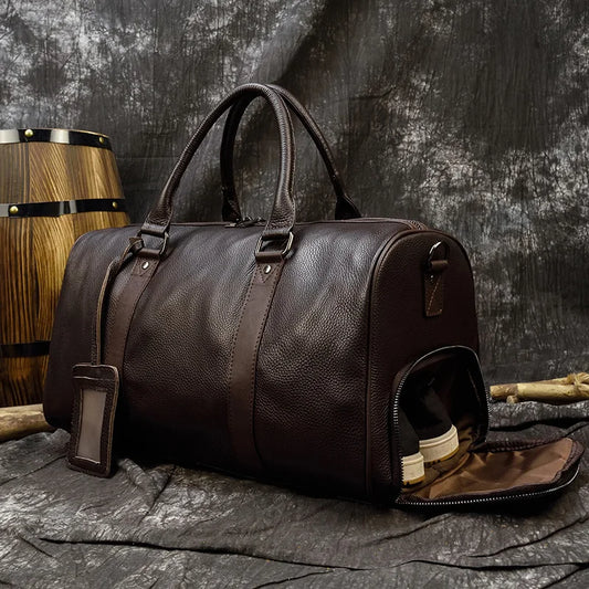 Luxury Genuine Leather Men Duffle Bag