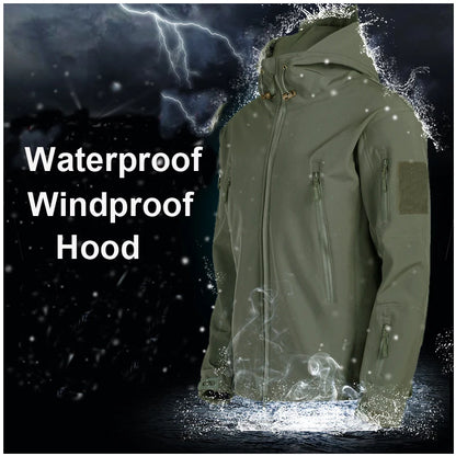 Men's Winter SoftShell Fleece Waterproof Jackets Male Hood Coats For Fishin/Hiking/Camping