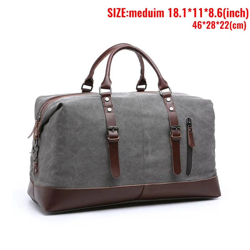 MARKROYAL Canvas Leather Men Carry On Luggage Bag