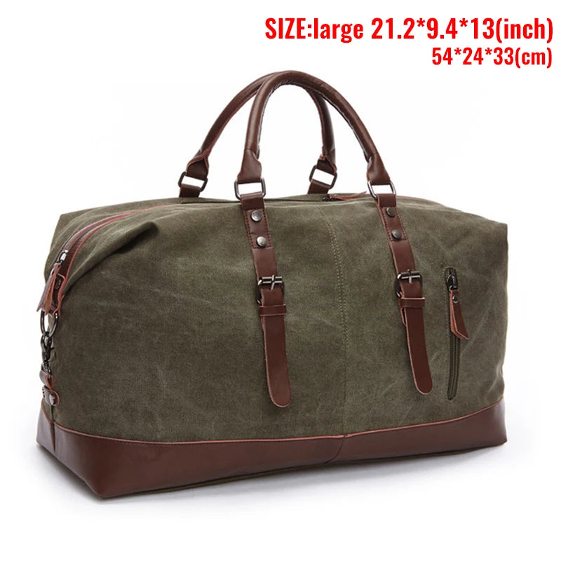 MARKROYAL Canvas Leather Men Carry On Luggage Bag