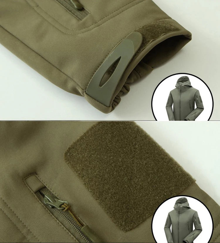 Men's Winter SoftShell Fleece Waterproof Jackets Male Hood Coats For Fishin/Hiking/Camping
