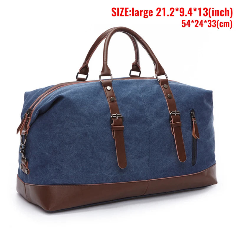 MARKROYAL Canvas Leather Men Carry On Luggage Bag