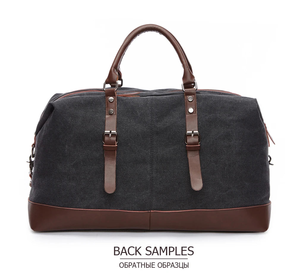 MARKROYAL Canvas Leather Men Carry On Luggage Bag