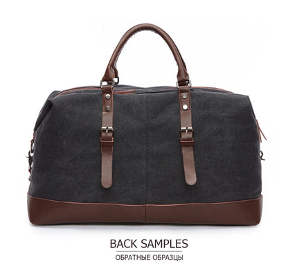 MARKROYAL Canvas Leather Men Carry On Luggage Bag