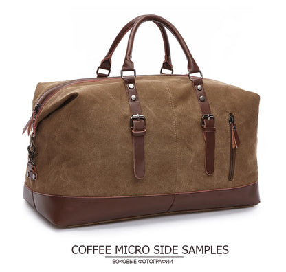 MARKROYAL Canvas Leather Men Carry On Luggage Bag