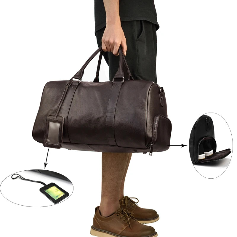 Luxury Genuine Leather Men Duffle Bag