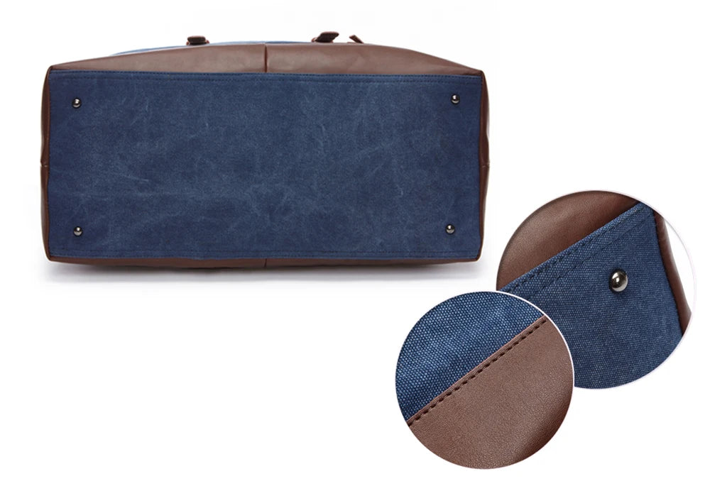 MARKROYAL Canvas Leather Men Carry On Luggage Bag