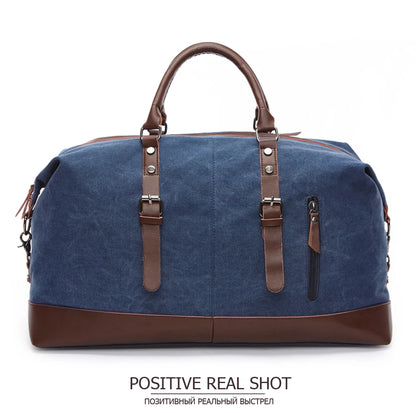 MARKROYAL Canvas Leather Men Carry On Luggage Bag