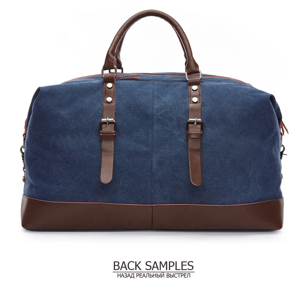 MARKROYAL Canvas Leather Men Carry On Luggage Bag