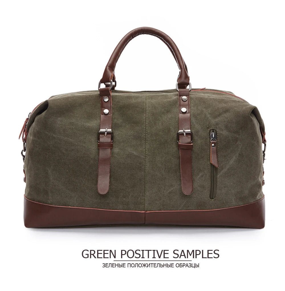 MARKROYAL Canvas Leather Men Carry On Luggage Bag