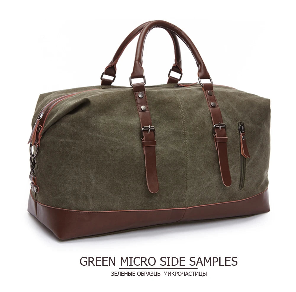 MARKROYAL Canvas Leather Men Carry On Luggage Bag