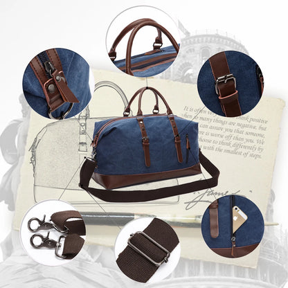 MARKROYAL Canvas Leather Men Carry On Luggage Bag