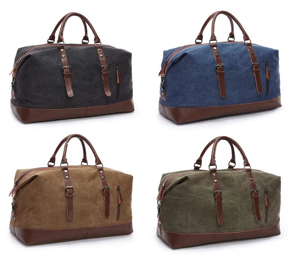 MARKROYAL Canvas Leather Men Carry On Luggage Bag