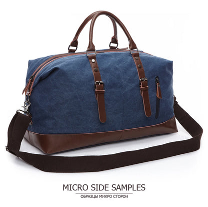 MARKROYAL Canvas Leather Men Carry On Luggage Bag