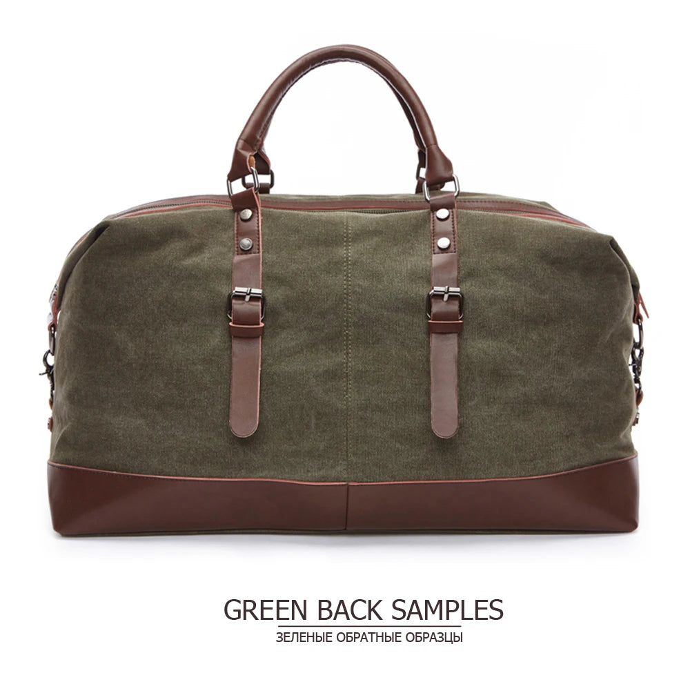 MARKROYAL Canvas Leather Men Carry On Luggage Bag