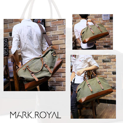 MARKROYAL Canvas Leather Men Carry On Luggage Bag