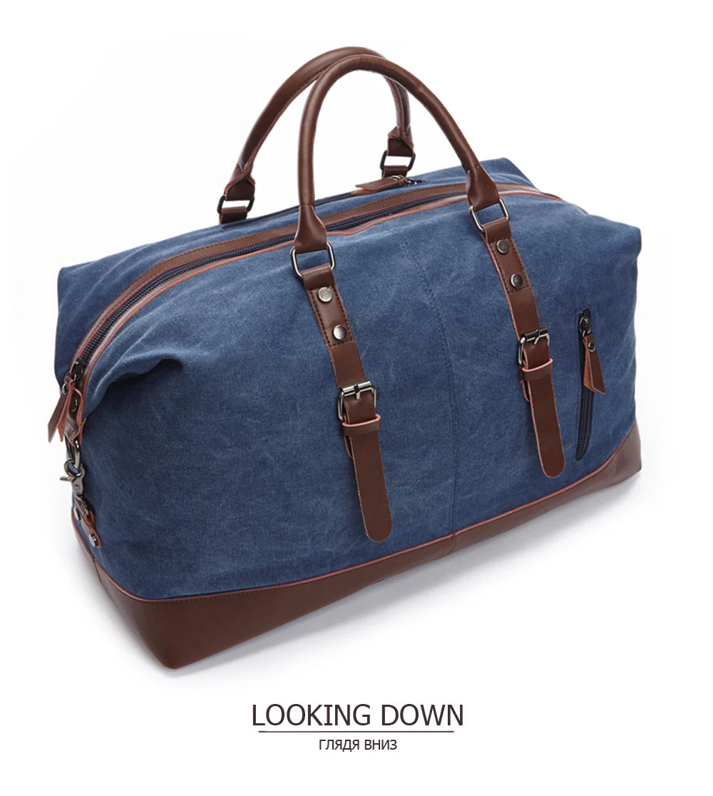 MARKROYAL Canvas Leather Men Carry On Luggage Bag