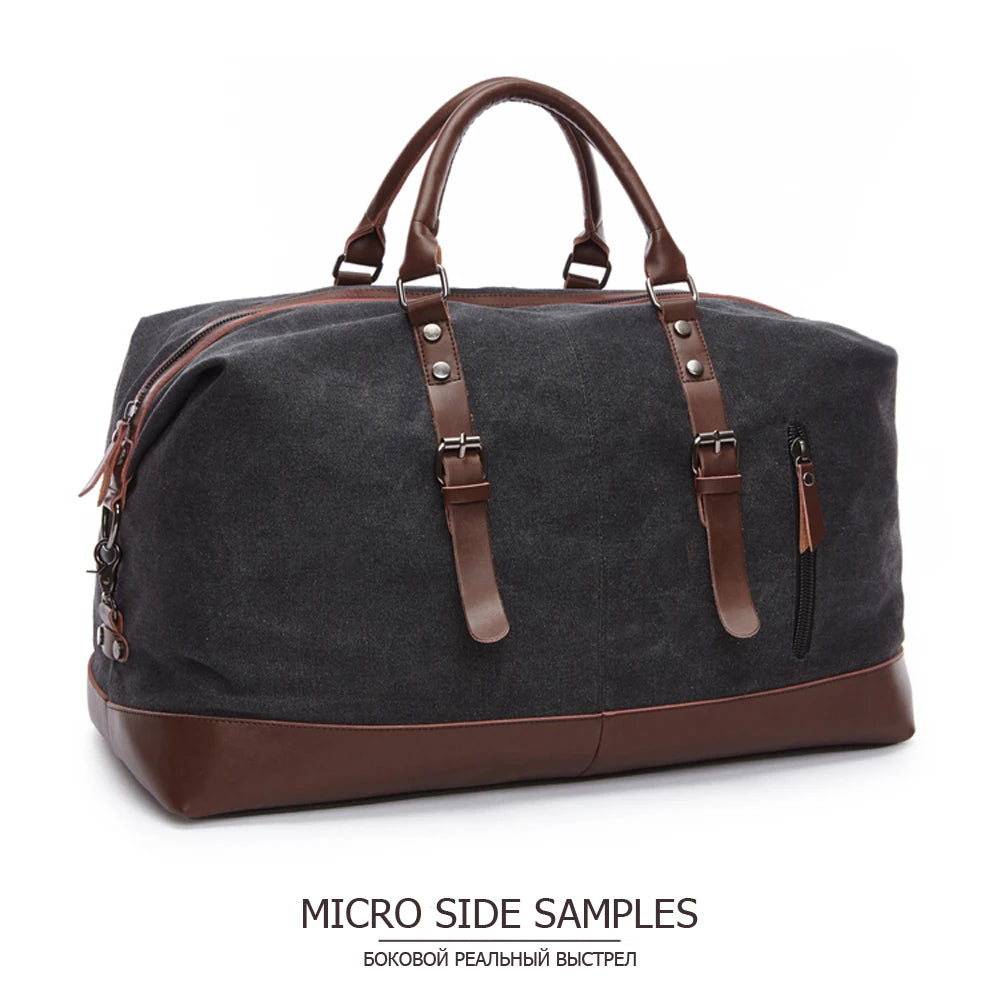 MARKROYAL Canvas Leather Men Carry On Luggage Bag