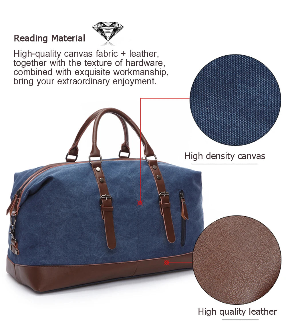 MARKROYAL Canvas Leather Men Carry On Luggage Bag
