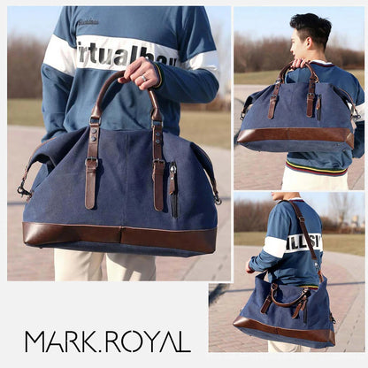 MARKROYAL Canvas Leather Men Carry On Luggage Bag