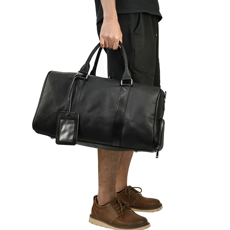 Luxury Genuine Leather Men Duffle Bag