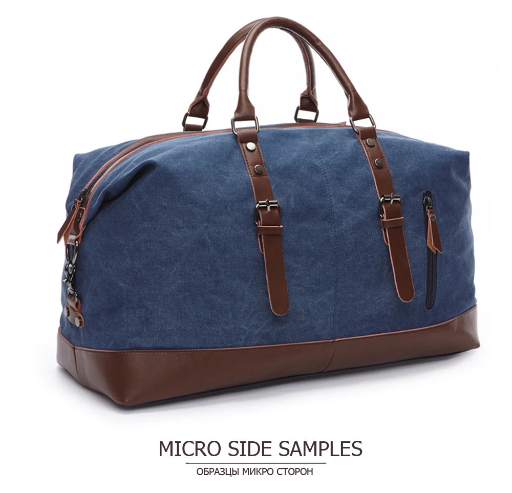 MARKROYAL Canvas Leather Men Carry On Luggage Bag
