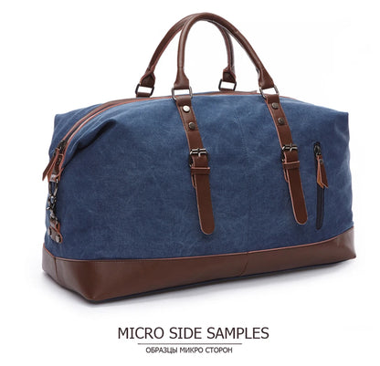 MARKROYAL Canvas Leather Men Carry On Luggage Bag
