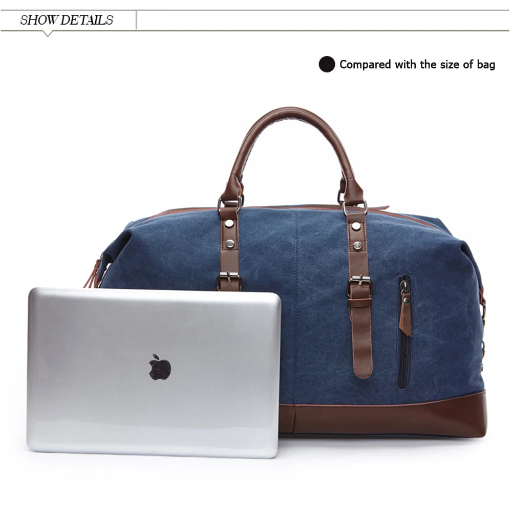 MARKROYAL Canvas Leather Men Carry On Luggage Bag