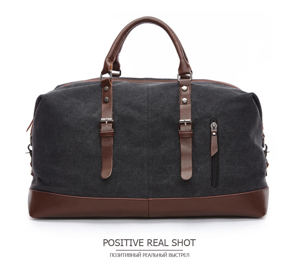 MARKROYAL Canvas Leather Men Carry On Luggage Bag