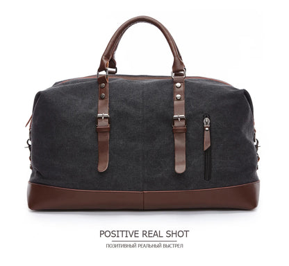 MARKROYAL Canvas Leather Men Carry On Luggage Bag