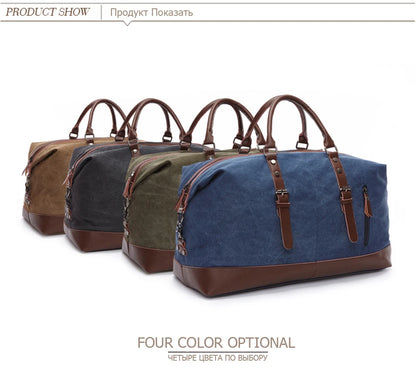 MARKROYAL Canvas Leather Men Carry On Luggage Bag
